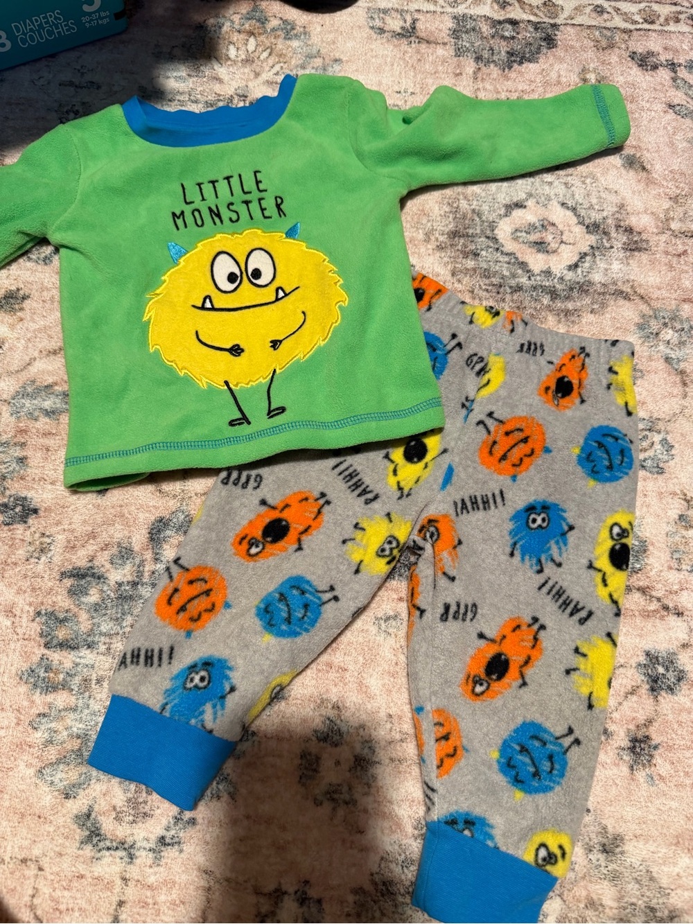 Little Monster Green & Multicolor Kids Pajama Set
